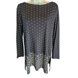 J.jill  Small black white ditzy floral slit side tunic EUC Career casual teacher